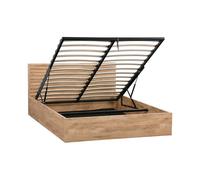 sweeek - Lit Coffre sommier à Lattes et tête de lit 140x190cm décor Bois Naturel - Madere