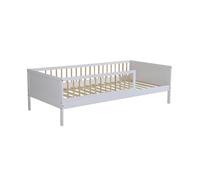 sweeek - Lit Enfant 90 x 190 cm pin Naturel sommier à Lattes Inclus Blanc - Elio