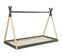 sweeek | Lit Tipi pin naturel vert - sommier à lattes inclus 90x190cm - Tobias Vert