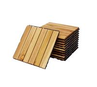 sweeek - Lot de 10 Dalles de terrasses 30x30cm en Bois d'acacia. Motif linéaire. à Lattes. clipsables