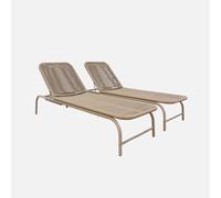 sweeek - Lot de 2 Bains de Soleil Acier et Cordage Multi Positions Beige - Orika