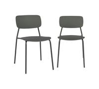 sweeek - Lot de 2 chaises de Jardin empilables Acier et Plastique Kaki - Liva