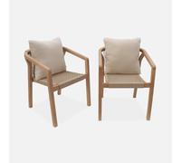 sweeek - Lot de 2 chaises de Jardin en Bois et Corde. empilables. intérieur/extérieur