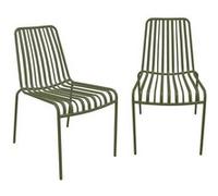 sweeek - Lot de 2 chaises de Jardin Florida Kaki empilable en Acier. L 59 x P 47.5 x H 78 cm