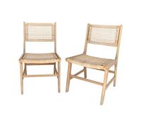 Lot de 2 chaises de jardin Ocara cannage et bois L 61 x 51 x 85cm