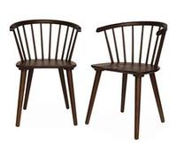 Lot de 2 chaises noyer à barreaux en bois et contreplaqué Paula L 51 x P 53 x H 75cm Bois foncé