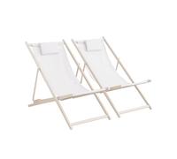 sweeek - Lot de 2 chaises Pliantes Matera Acier et textilène avec Coussin. Beige. 102 x 62 x 81 cm