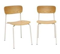 sweeek | Lot de 2 chaises vintage contreplaqué avec placage bois effet frêne et pieds métal beige L 435 x P 51 x H 77cm - Toby G
