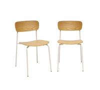 sweeek - Lot de 2 chaises Vintage contreplaqué avec placage Bois Effet frêne et Pieds métal Beige L 43.5 x P 51 x H 77cm - Toby