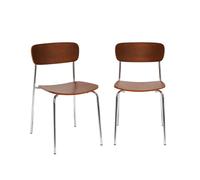 sweeek - Lot de 2 chaises Vintage contreplaqué avec placage Bois Effet Noyer et Pieds métal chromé L 43.5 x P 51 x H 77cm - Toby