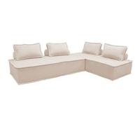 sweeek | Lot de 2 chauffeuses DAO 2 places pour canapé modulable tissu capitonné crème Crème G
