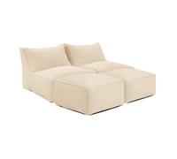 sweeek - Lot de 2 chauffeuses et Repose Pieds extérieur oléfine Beige - Pluma