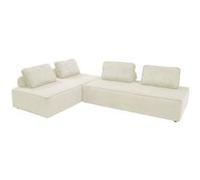 Lot de 2 chauffeuses LAO 2 places pour canapé modulable velours côtelé crème L 180 x P 90 x H 78cm