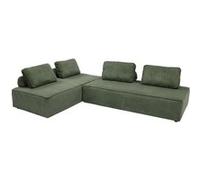 Lot de 2 chauffeuses LAO 2 places pour canapé modulable velours côtelé vert L 180 x P 90 x H 78cm