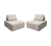 sweeek - Lot de 2 chauffeuses pour canapé modulable Tissu Bouclette Beige 1 Place Bao. L 90 x P 90 x H 74cm