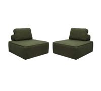 sweeek - Lot de 2 chauffeuses pour canapé modulable Tissu Bouclette Kaki 1 Place Bao. L 90 x P 90 x H 74cm
