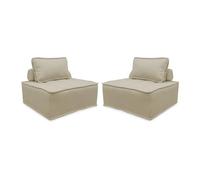 sweeek - Lot de 2 chauffeuses pour canapé modulable Tissu capitonné Beige avec Un Coussin