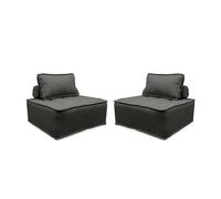 Lot de 2 chauffeuses pour canapé modulable tissu capitonné gris avec un coussin