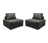 sweeek - Lot de 2 chauffeuses pour canapé modulable Tissu capitonné Gris avec Un Coussin