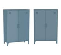 sweeek | Lot de 2 commodes/armoires métal 2 portes Soho bleu foncé casiers L 75 x P 33 x H 110 cm G