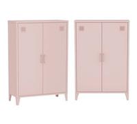 sweeek | Lot de 2 commodes/armoires métal 2 portes Soho rose casiers L 75 x P 33 x H 110 cm G