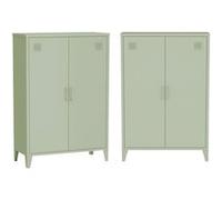 sweeek | Lot de 2 commodes/armoires métal 2 portes Soho vert casiers L 75 x P 33 x H 110 cm G