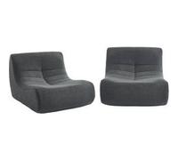 sweeek | Lot de 2 fauteuils chauffeuses en bouclette texturée anthracite style contemporain 1 place G