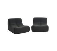 sweeek - Lot de 2 fauteuils chauffeuses en Bouclette texturée Noir Style Contemporain 1 Place