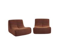 sweeek - Lot de 2 fauteuils chauffeuses en Bouclette texturée Terracotta Style Contemporain 1 Place