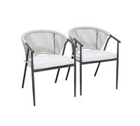 sweeek - Lot de 2 fauteuils empilables Acier et Cordes Beige - Liora
