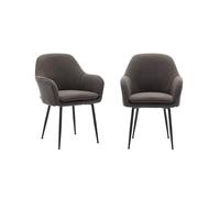 sweeek - Lot de 2 fauteuils en Velours côtelé Gris foncé et Pieds en métal Noir Mat. L 57 x P 59 x H 84.5