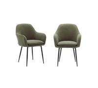 sweeek - Lot de 2 fauteuils en Velours côtelé Kaki et Pieds en métal Noir Mat. L 57 x P 59 x H 84.5