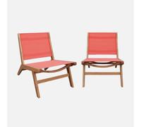sweeek - Lot de 2 fauteuils Relax Bois d'acacia et textilène Terracotta - Madera