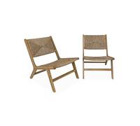 sweeek - Lot de 2 fauteuils Relax de Jardin en Bois et résine Effet Paille. intérieur/extérieur