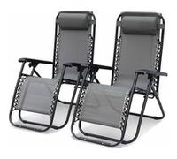 Lot De 2 Fauteuils Relax - Patrick - Textilène. Pliables. Multi-Positions. Gris Gris