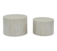 sweeek - Lot de 2 Tables Basses Paros Rondes Effet marbre Blanc cassé. Tables gigognes Ø58 x H 40cm / Ø50 x H 33cm
