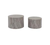 sweeek - Lot de 2 Tables Basses Paros Rondes Effet marbre Gris. Tables gigognes Ø58 x H 40cm / Ø50 x H 33cm