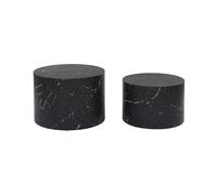 sweeek - Lot de 2 Tables Basses Paros Rondes Effet marbre Noir. Tables gigognes Ø58 x H 40cm / Ø50 x H 33cm