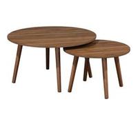 Lot de 2 tables basses rondes décor bois de noyer Népal