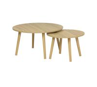 sweeek - Lot de 2 Tables Basses Rondes Effet frêne Népal