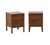 sweeek - Lot de 2 Tables de Chevet décor Bois 2 tiroirs Noyer - 42 x 42 x 55 cm - Harmony