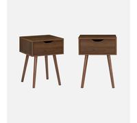 Table de chevet décor bois teinté noyer 1 tiroir (lot de 2) NEPAL