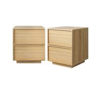 sweeek - Lot de 2 Tables de Chevet Effet Bois 2 tiroirs Naturel L 42 x P 38 x H 48cm - Kuba