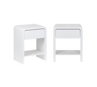 sweeek - Lot de 2 Tables de Chevet Effet Bois Blanc rainuré 1 tiroir. 1 étagère