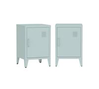 Lot de 2 tables de chevet en métal 1 porte Bleu clair L 38 x P 38 x H 557 cm