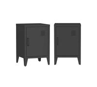 sweeek - Lot de 2 Tables de Chevet en métal 1 Porte. Noire. casier. L 38 x P 38 x H 55.7 cm