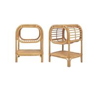 sweeek - Lot de 2 Tables de Chevet rotin Naturel courbé 1 étagère 1 Niche L 40 x P 30 x H 50cm - Serang