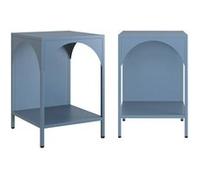 sweeek - Lot de 2 Tables de Chevet. Tables d'appoint en Acier Style Industriel. Bleu pétrole. L 35 x l 35 x H 51cm