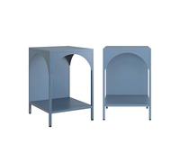 sweeek - Lot de 2 Tables de Chevet. Tables d'appoint en Acier Style Industriel. Bleu pétrole. L 35 x l 35 x H 51cm