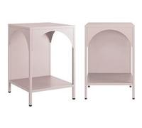 Lot de 2 tables de chevet tables d'appoint en métal style industriel rose L 35 x l 35 x H 51cm
